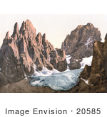 #20585 Historical Photochrome Stock Photography Of The Funffingerspitze And Grohmann Mountains Tyrol Austria
