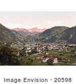 #20598 Historical Photochrome Stock Photography Of The City Of Bosen Near The Rosengarten Or Catinaccio Mountains In Tyrol Austria