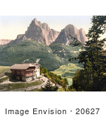 #20627 Historical Photochrome Stock Photography Of A Peasant House Near Mt Surlon Tyrol Austria