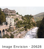 #20628 Historical Photochrome Stock Photography Of Meran Gilf-Anlagen And Zenoburg Tirol Austria