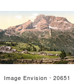 #20651 Historical Photochrome Stock Photography Of The Hotel And Croda Rossa Platzweisen Tyrol Austria