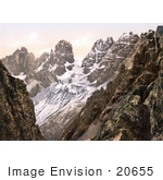 #20655 Historical Photochrome Stock Photography Of Monte Cristallo And Piz Popena Group Tyrol Austria