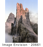 #20661 Historical Photochrome Stock Photography Of Peaks Of The Rosengarten Group Tyrol Austria