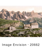 #20662 Historical Photochrome Stock Photography Of Hotels Near Schlernhaus And Rosengarten Group Tyrol Austria