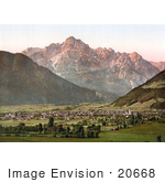 #20668 Historical Photochrome Stock Photography Of The City Of Lienz With The Spitzkolft (Spitzkofl) Tyrol Austria