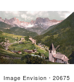 #20675 Historical Photochrome Stock Photography Of Rosengarten And St Cyprian Tyrol Austria