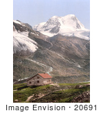 #20691 Historical Photochrome Stock Photography Of Stubaital Dresdenerhut And Schaufelspitze Tyrol Austria