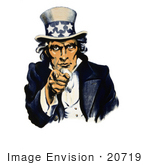#20719 Stock Photography of a Vintage Navy War Recruiting Poster of a Blue Uncle Sam in Pointing Outwards, Isolated on White by JVPD