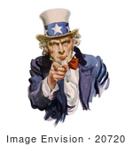 #20720 Stock Photography Of Uncle Sam Pointing Outwards I Want You Isolated On White