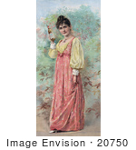 #20750 Stock Photography Of A Vintage Anheuser Busch Brewing Co Advertisement Of A Woman Holding A Bottle Of Beer
