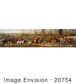 #20754 Stock Photography Of A Group Of Men On Horseback And Dogs Ready For A Fox Hunt