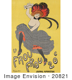 #20821 Stock Photography Of A Female Can Can Dancer Holding A Copy Of Le Frou Frou On A Vintage Advertisement