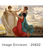 #20822 Stock Photography Of A Vintage Italian World War Poster Of Three Women In Gowns One Holding A Sword