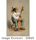 #20825 Stock Photography Of An African American Man In A Straw Hat Playing A Banjo