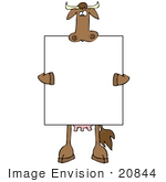 #20844 Cow Holding A Blank Sign Clipart