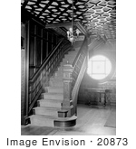 #20873 Stock Photography Of Bright Light Shining Through A Circular Window Under The Staircase At The Villa Montezuma