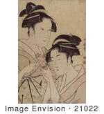 #21022 Stock Photography Of Two Asian Women With A Scroll