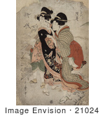 #21024 Stock Photography Of The Asian Courtesan Michinoku With Attendant