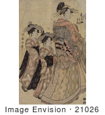 #21026 Stock Photography Of The Asian Courtesian Somenosuke With Two Attendants