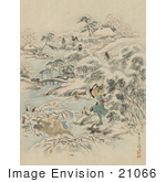 #21066 Stock Photography Of Samurai Warriors Searching A Village For Escapees During A Winter Attack