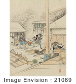 #21069 Stock Photography Of Samurai Warriors Assaulting Villagers During An Attack