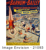 #21093 Stock Photography Of Barnum And Bailey Grand Water Circus Showing Divers And Swimmers