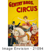 #21094 Stock Photography Of Miss Louise Hilton Of The Gentry Bros Circus Crouching On A White Horse