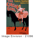 #21096 Stock Photography Of A Blond Woman Sitting On A Black Horse In &Quot;The Circus Girl&Quot; By Charles Frohman