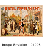 #21098 Stock Photography Of A Vintage Circus Poster For The Musical Comedy &Quot;Hotel Topsy Turvy&Quot;