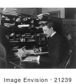 #21239 Stock Photography Of Gifford Pinchot Seated And Writing At A Desk