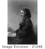 #21246 Stock Photography Of Harriet Beecher Stowe Author Of Uncle Tom’S Cabin Holding A Pencil And Notebook In Her Lap
