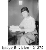 #21275 Stock Photography Of Margaret Sanger Founder Of Planned Parenthood Reading A Book At A Desk