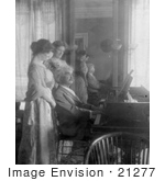 #21277 Stock Photography Of Samuel Clemens/Mark Twain Playing A Piano For His Wife Clara Clemens And Marie Nichols