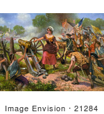 #21284 Stock Photography Of The Color Version Of Molly Pitcher Firing A Cannon At The Battle Of Monmouth During The Battle Of Monmouth Of The American Revolutionary War 1778