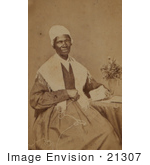 #21307 Stock Photography Of Isabella Baumfree Sojourner Truth Knitting By A Vase Of Flowers On A Table