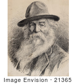 #21365 Historical Stock Photography Of Walt Whitman Wearing A Hat