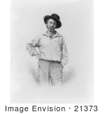 #21373 Historical Stock Photography Of Walt Whitman At 37 Years Old Wearing A Hat One Hand On His Hip The Other In His Pocket
