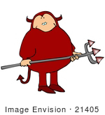 #21405 Chubby Male Devil With A Pitchfork Clipart