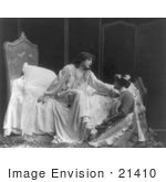 #21410 Stock Photography Of The Actress Sarah Bernhardt Resting Her Hand On The Shoulder Of A Maid