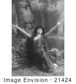 #21424 Stock Photography Of The Actress Sarah Bernhardt Kneeling While Praising During A Role