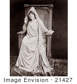 #21427 Stock Photography Of The Actress Sarah Bernhardt In Costume Sitting In A Chair