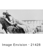 #21428 Stock Photography Of The Actress Sarah Bernhardt Resting Her Head On Her Arms Over The Back Of A Chaise Lounge