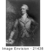 #21438 Stock Photography Of Alexander Hamilton With One Hand On His Hip And The Other Resting On Papers On A Table