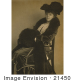 #21450 Stock Photography Of Alice Roosevelt Longworth Wearing A Feathered Hat And Fur Her Hands In A Muff