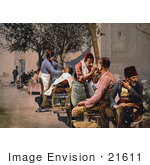 #21611 Stock Photography Of Barbers Shaving Clients Near Seraskierrat Seraskerat Constantinople Turkey