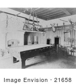 #21658 Stock Photography Of A Pool Table In A Rec Room In The Home Of Edmund Cogswell Converse Greenwich Connecticut 1908