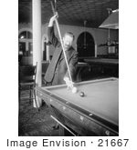 #21667 Stock Photography Of Firmin Cassignol Taking A Difficult Shot While Playing Pool