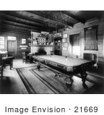#21669 Stock Photography Of A Pool Table In A Billiards Room At Valley Forge Farm In 1904