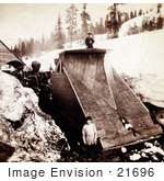 #21696 Stock Photography Of A Train Plough Of The Central Pacific Railroad Plowing Snow In The Sierra Nevada Mountains Sacramento California