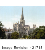 #21718 Historical Stock Photography Of The Angelican Chichester Cathedral In Chichester West Sussex England